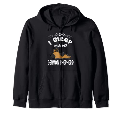 I Sleep With My German Shepherd Dog Sleeping Puppy Dogs Zip Hoodie