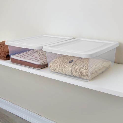 Image of Sterilite Storage Box Stackable Tote, White, 12 Quart, 60 Pack