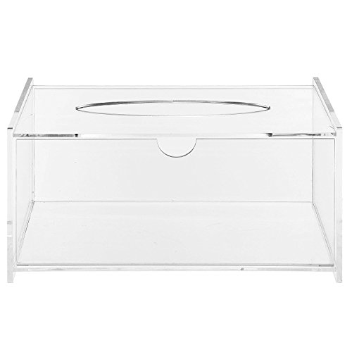 Mygift Clear Premium Acrylic Rectangle Tissue Box Cover Holder With Easy Slide Out Side Panel, Bathroom Facial Tissue Box Holder #TOP4