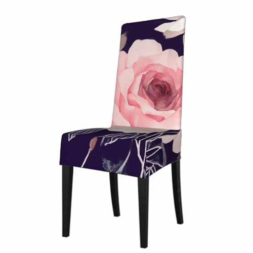 Numland 1 Pack Watercolor Pink Flower Dining Room Chair Covers Elegant Botanical Blossom Short Stretchable Polyester Removable Washable for Home Restaurant Banquet