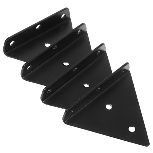 WATIIFUFU 4 Soportes Triangulares Diseño Oculto para Estantes Flotantes Negros de 8cm con Tornillos y Fuerte Soporte, Ideales para Estanterías Decorativas en Hogar y Oficina