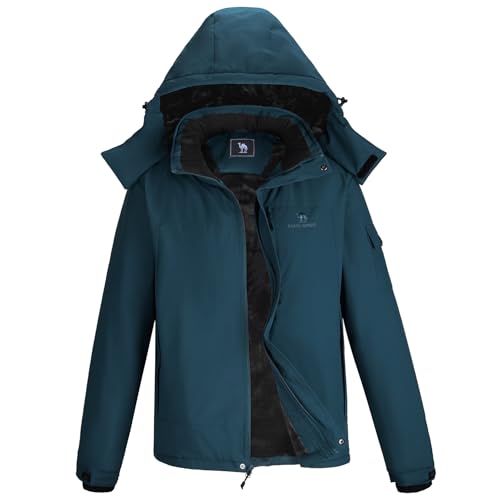 Image of CAMEL CROWN Mens Winter Coat Waterproof Ski Jacket with Fleece Lining Warm Windproof for Snow Rain Outdoor Hiking Mountain