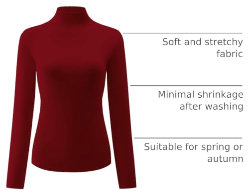 Image of Kindcall Womens Slim Fitted Mock Turtleneck Tops Long Sleeve Lightweight Base Layer Shirts