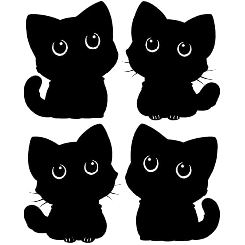 ZQX 車用 黒猫 カッティング ステッカー PVC素材 防水・耐候 猫 シール かわいい・おもしろ バイク・ウォール・キャリーケース 対応 仲良し黒猫 4匹デザインの商品画像（Amazon）
