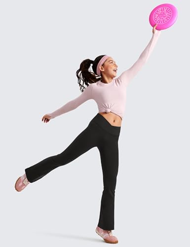CRZ YOGA Girls Butterluxe Crossover Flare Leggings - Kids High Waist V Cross Bell Bottoms Bootcut Lounge Active Yoga Pants2