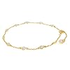 Station Anklet Bracelet For Women 3MM Round Lab Created Moissanite Bezel Set Single Piece Dainty Link Chain Anklet in 14K Gold Plated 925 Sterling Silver 8″ to 10″ Fine Jewelry Gift for Her