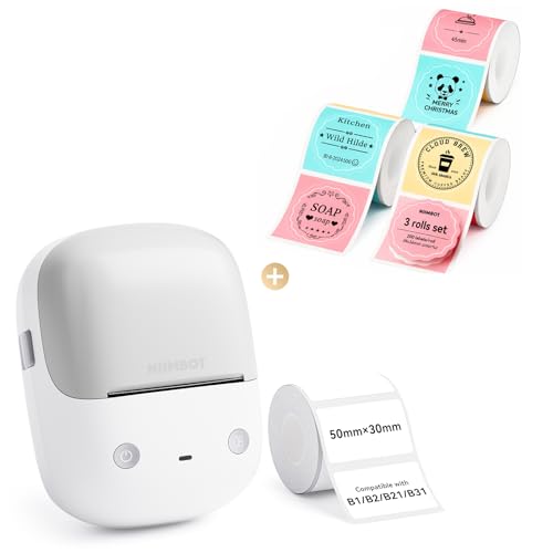 Image of NIIMBOT B2 Label Maker(Gray White) Machine with 4 Rolls Label Tape for Home Kitchen Office Coffee Shop Bakery Organization