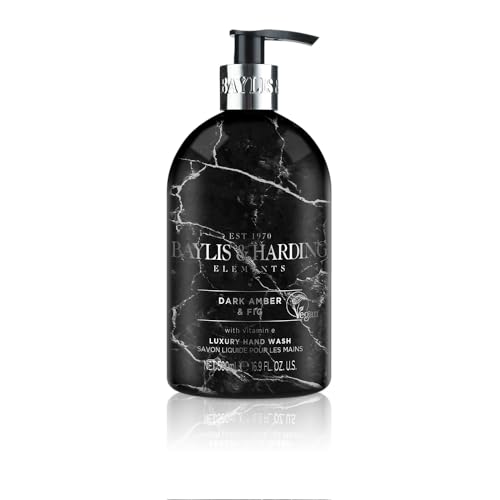 Baylis & Harding Liquid Hand Soap Wash with Dispenser, Elements, Dark Amber & Fig, 16.9oz/500ml