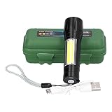Annadue Torcia Elettrica, Lampada Manuale Ricaricabile Tramite USB, Torcia Zoomabile con Luce Laterale COB, LED Portatile per Emergenza in Campeggio