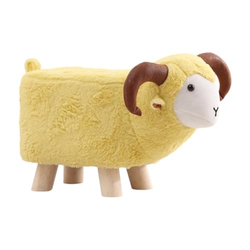 Animal Taburete Infantil Reposapiés Otomano Banco Silla con Patas Madera Terciopelo Suave Diseño Oveja Original Antideslizante Adecuado para, Amarillo, Individual