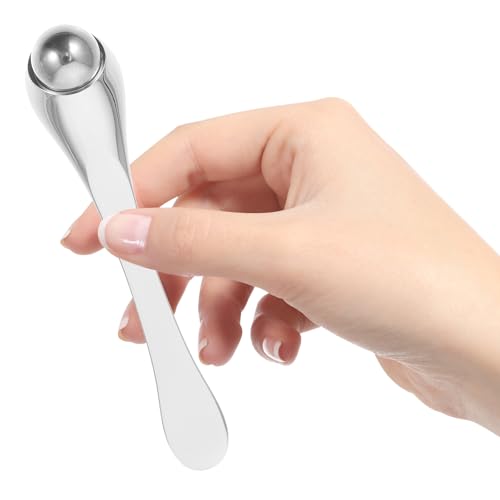 TOVINANNA Appareil de Massage Yeux Anti-Ombres et Poches Rouleau Facial Compact en Métal Argenté Soin du Contour des Yeux pour Atténuer Rides et Ridules Voyage et Usage Quotidien