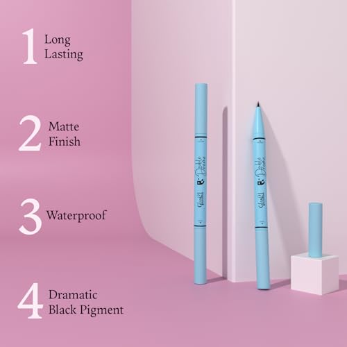 Image of Glam21 Double Drama Kajal + Eyeliner Duo | Dramatic black pigment | Smudge proof| Waterproof| Matte finish| Long lasting upto 48 Hours| Creamy Formula| Intense color| Black