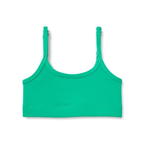 Amazon Essentials Girls' Athletic FormFlex Buttery Soft Light Support Spaghetti Strap Training Sports Bra, Emerald Green, Large