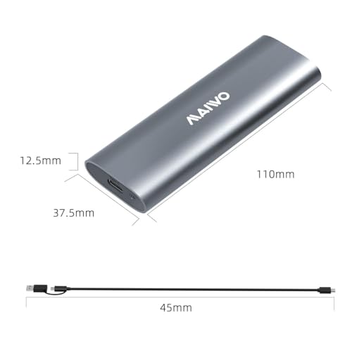 MAIWO M.2 NVMe SSD Enclosure, USB 3.1 GEN2 10Gbps Tool Free USB C to M.2 NVMe SSD Adapter Reader Case, Support UASP Trim, 8TB Capacity, Aluminum by MAIWO - Used condition - Image 7