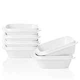 SWEEJAR Porcelain 10oz Square Ramekins with Handle for Baking, Souffle Dishes, Sauce Dishes, Dipping...