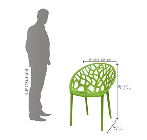 Image of activa Crystal Plastic Arm Chair | Stackable Indoor Outdoor Chair for Home, Balcony, Patio & Garden | Comfortable Designer Armrest Chair | Durable Plastic Seating Furniture (Green, Set of 2)