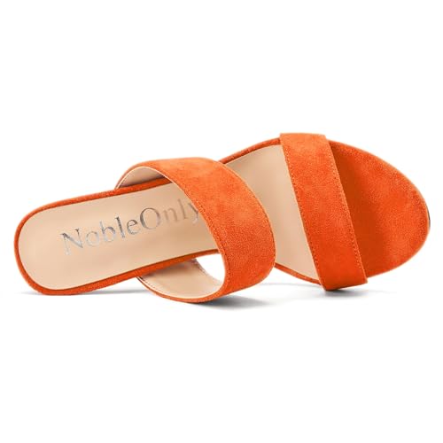 Image of NobleOnly Womens Round Open Toe Heeled Sandals Two Strap Stiletto High Heel Sandals Backless Dress Slip-on Mules Sandals 3.9 Inches Heels