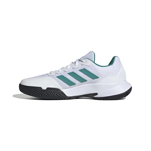 adidas Gamecourt 2.0 Tennis Shoes, Zapatillas de Tenis Hombre, FTWR White/Pure Teal/Core Black, 43 1/3 EU