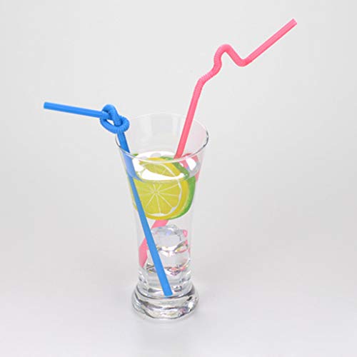 100 pitillos flexibles de plástico, colores variados, 10.2 in miniatura 5