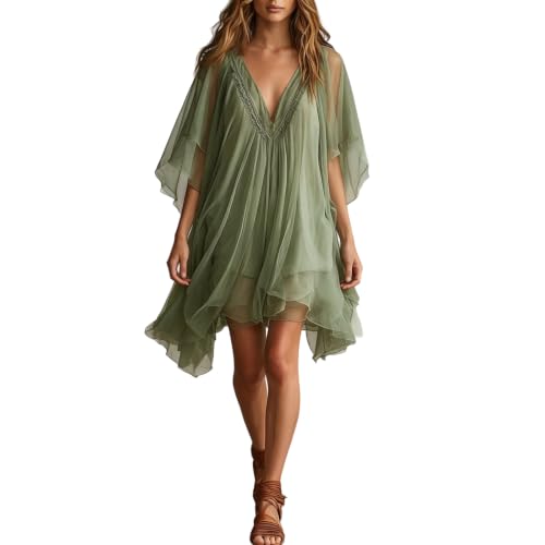 Robe de plage à col en V idéale pour vos cocktails en terrasse et farniente