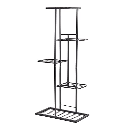Mtb 5 Tier Metal Plant Stand For Indoor Outdoor Flower Pot Display Planter Shelf, Charcoal Grey #TOP2