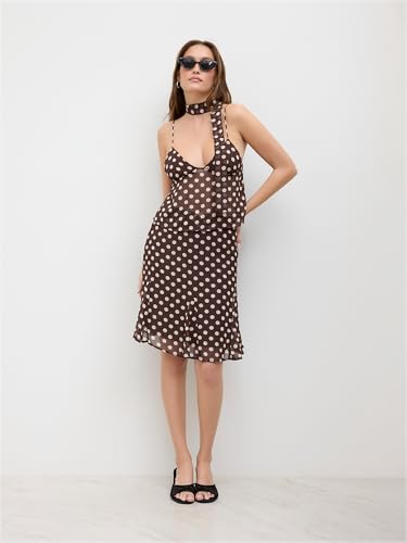 CIDER Skirt for Women Polka Dot Mesh Low Waist Bowknot Mermaid Knee Length Skirt Daily Casual Skirts4