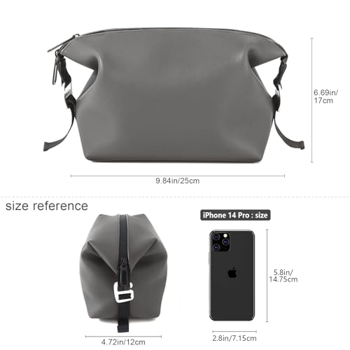 CONTAIL 6.5" 3L Silicone Toiletry Bag with 3 Mesh Pocket,Water-resistant Mens Dopp Kit,Foldable Shaving Bag for Toiletries Accessories,Grey2