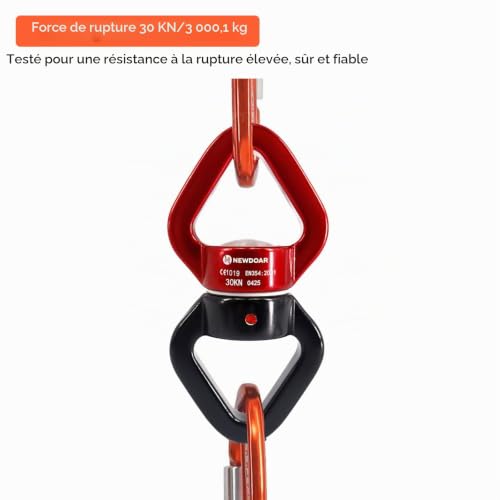 NewDoar Swing Swivel, 30KN Certifié CE Dispositif Pivotant à Micro-rotateur Descendeur Escalade pour La Danse Aérienne, La Balançoire de Yoga, Le Hamac Suspendu, D Escalade, L'arboriste – vue 7