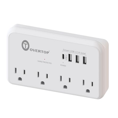 Overtop Wall Outlet Extender,Multi Plug Surge Protector,1800J