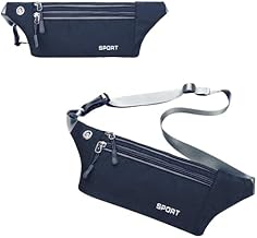 BumBag - Running 3 Zipper Waist Bag, Adjustable Belt/Strap, Secure Buckle, Headphone Outlet, Waterproof, Money/Document Pouch, Outdoor, Camping, Travel, Sports, Cycling, Unisex - Navy Blue