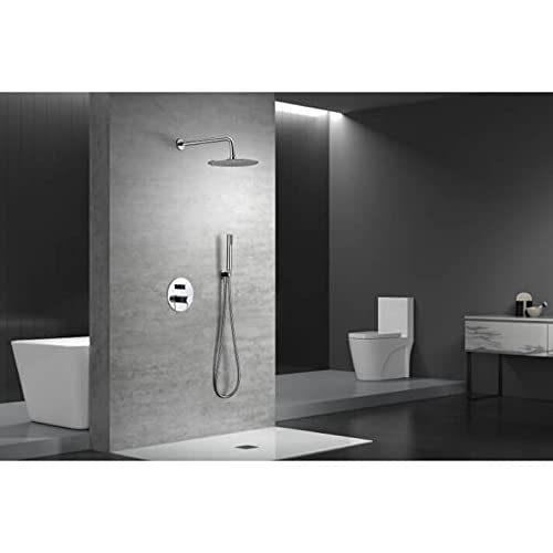 IMEX Duschset LINE – Einhebel-Armatur Mit Handbrause, Großer Regendusche & 1,5 M Schlauch, Verchromt
