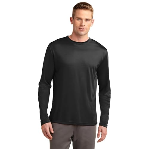 Clothe Co. Mens Long Sleeve Tee Shirts Moisture Wicking Dry Fit T-Shirts (Available in Big & Tall), L, Black