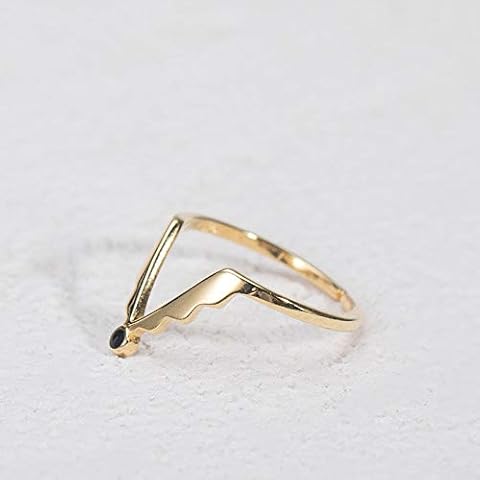 ZHOUBINBIN 925 Sterling Silver Ring,Adjustable Ring Simple Fashion V-Shaped Ripple Open Ring All-Match Female Elegant Temperament Ornament Delicate Simple Jewelry Unique Gift,Golden V Shape Cover