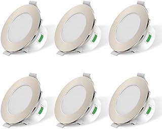 ALUSSO LED Downlights Ceiling Dimmable 10W LED Recessed Ceiling Lights IP44 Spotlights Ceiling Lights, Warm Neutral Cool Adjustable LED Ceiling Spot Lights for Bathroom Kitchen, Chrome, 6 Pack