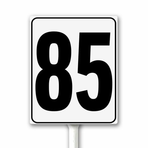 Aluminum Number Sign 85 White & Black House Signage, Speed Limit Street Sign, 20x30 CM Number Yard Sign With Stake for Parking Lot Private Property Business Gas Station Indoor Outdoor Use