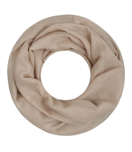 Majea Loop Cary Basic Schal Tuch Damen-schal Schlauchschal Rundschal Halstücher uni unifarben Loopschal einfarbig, Beige 1, 170x80