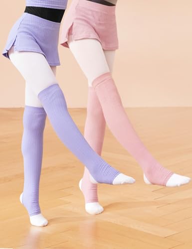 Image of Girls Leg Warmer Knitted Workout Socks for Ballet, Athletic Legsleeve for Dance Warm up