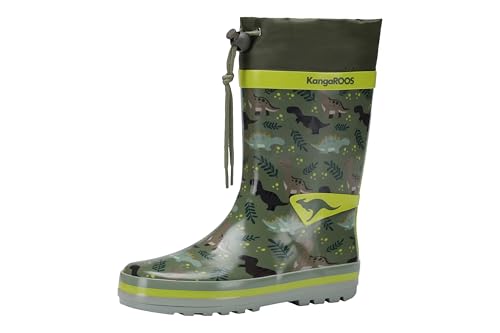 Bottes KangaROOS K-summerrain Olive Dino en pointure 35 pour les enfants