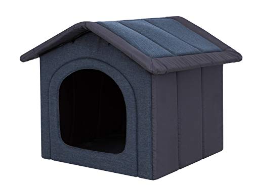 PillowPrim Hundehütte Hundehöhle Hundebett Hundehaus Katzenhöhle mittle L - 52x46 cm Navy blau
