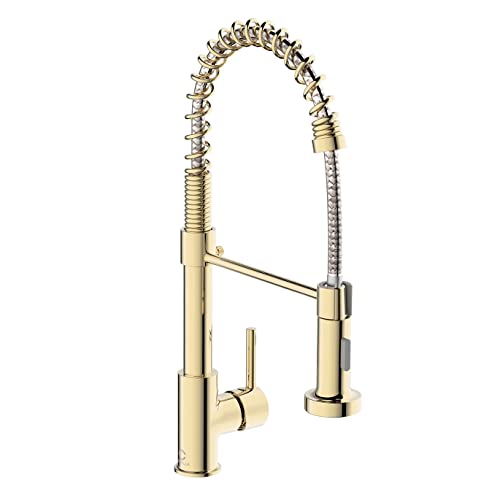 Casavilla Kitchen Faucet, Commercial Kitchen Sink Faucets with Pull Down Sprayer, Stainless Steel Faucets for Kitchen Sinks, Dual Function Spray Head, Single Handle Spring Kitchen Faucets -Gold by Casavilla - Used condition - US$28.98