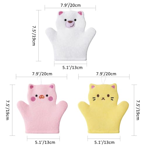Image of 3pcs Cute Polar Bear, Pig & Cat Bath Sponge /Mitt /Loofahs /Gloves - Baby Toddler Children Soft Bath Scrub & Wash Bubble Gloves