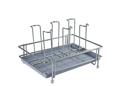 LEVON Stainless Steel Glass CountertopTiered Shelf Stand For 6 And 9 Glass/Glass Holder For Kitchen/Dining Table Glass Stand (6 Rack)