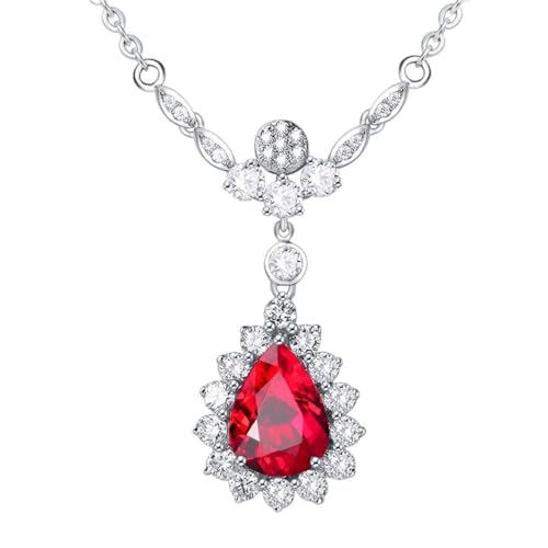 Collier rubis en poire Argent 925 : éclat floral d'un bijou de banquet haut de gamme
