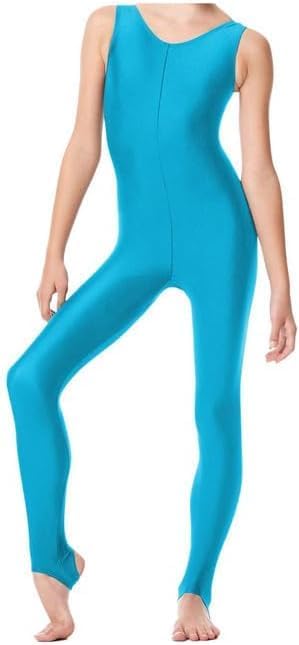 Girls Shiny Nylon Sleeveless Stirrup Catsuit - Full Body - Leotard – Performance Wear- Comfortable Fit - Perfect for Dance, Ballet, Gymnastics
