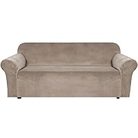 Bankhoezen Fluwelen Bankhoes Stretch Sofa Hoes voor 1 2 3 4 Zits Bank Dik Zacht Wasbaar Meubelbeschermer Bankhoes voor Honden -Coffee-1 Seater