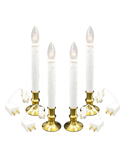 New Ideal Lights Daily Timer Window Candle 8/16 hrs Heavy Brush Brass Base 4PK