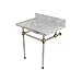 Fauceture KVPB3030MA7 Templeton Carrara Marble Bathroom Console Vanity with Acrylic Pedestal, Carrara Marble/Brushed Brass