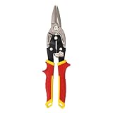 HURRICANE 10 Inch Aviation Tin Snips, Premium CR-MO Blade Straight Cut Metal Shears, High-Leverage for Sheet Metal, HVAC, Gutter and DIY Projects, with Safety Lock & Comfort Grip Handle
