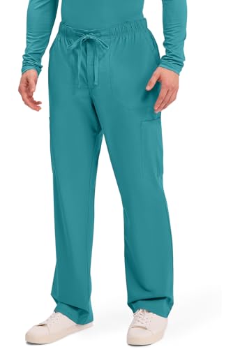 Image of Cherokee WW Professionals Scrubs for Men Tapered Leg Mens Cargo Scrub Pants | Comfortable Poplin Fabric, 2-Way Stretch, Zip Fly, Drawstring, Easy Care, For Active Shifts, Made for Nursing Professionals