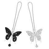 LIFKICH 蝶の車の装飾品 2個 車用吊り下げアクセサリー バックミラー装飾 エレガントな蝶のペンダント 女性用